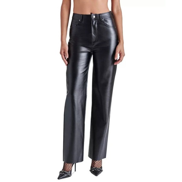 Steve Madden Loren Pants Buttery Soft, Supple Faux Black Leather size 29 NWT - Picture 1 of 8